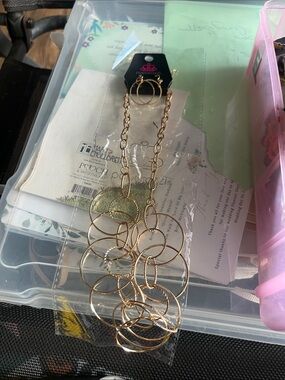 Paparazzi Gold Interlocking Hoop Pendant Necklace